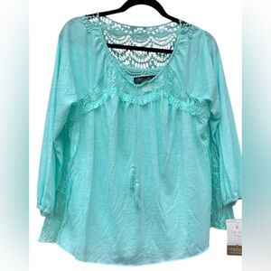 Flawless Brand Lace trimmed boho top